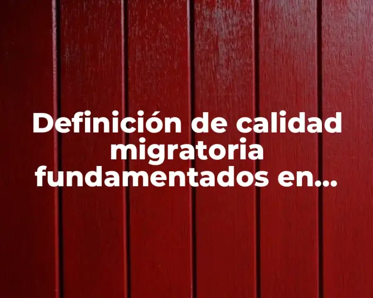 Definición de calidad migratoria fundamentados en México