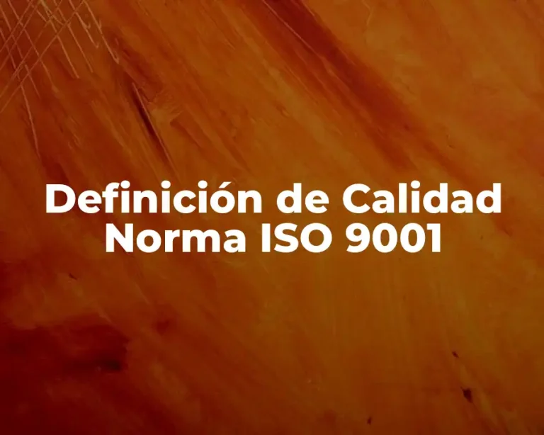 Definición de Calidad Norma ISO 9001