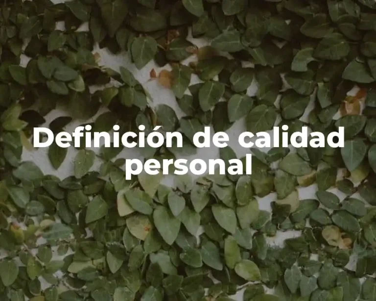 Definición de calidad personal
