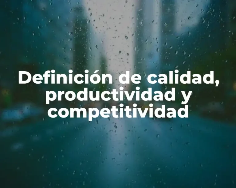 Definición de calidad, productividad y competitividad