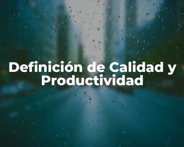 Definición de Calidad y Productividad