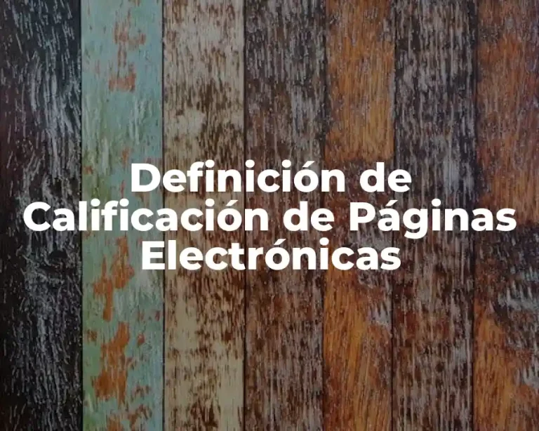 Definición de Calificación de Páginas Electrónicas