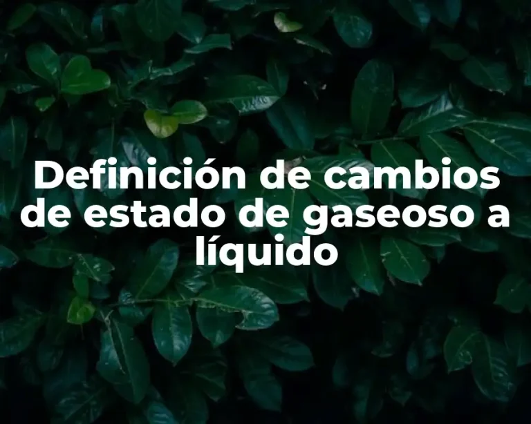 Definición de cambios de estado de gaseoso a líquido