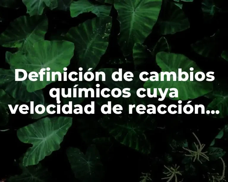 Definición de cambios químicos cuya velocidad de reacción sea rápida