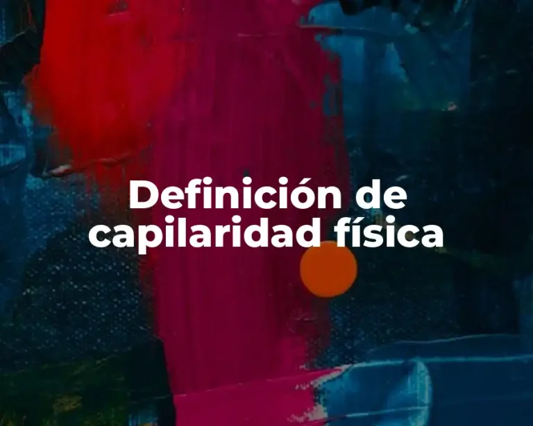 Definición de capilaridad física
