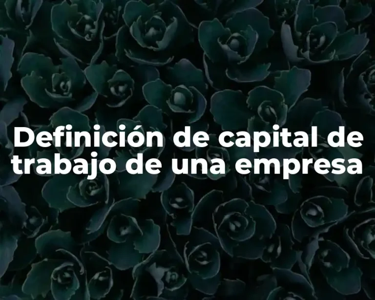 Definición de capital de trabajo de una empresa
