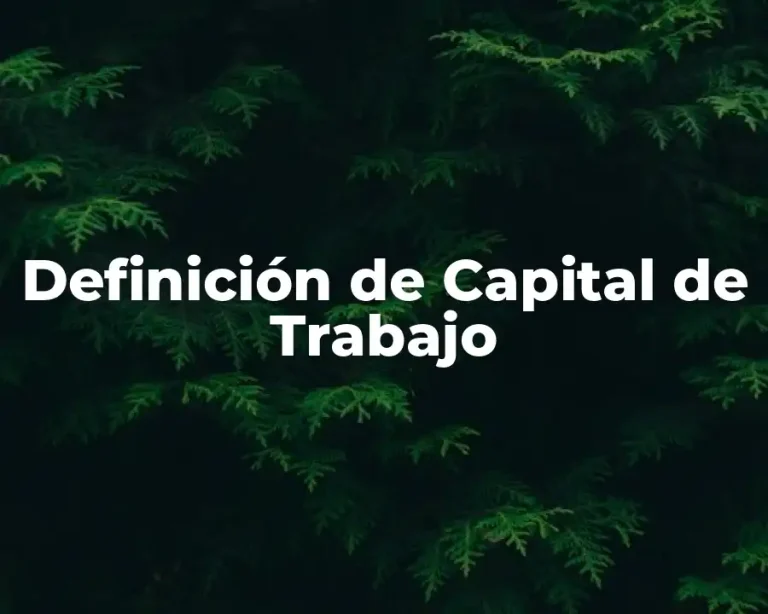 Definición de Capital de Trabajo