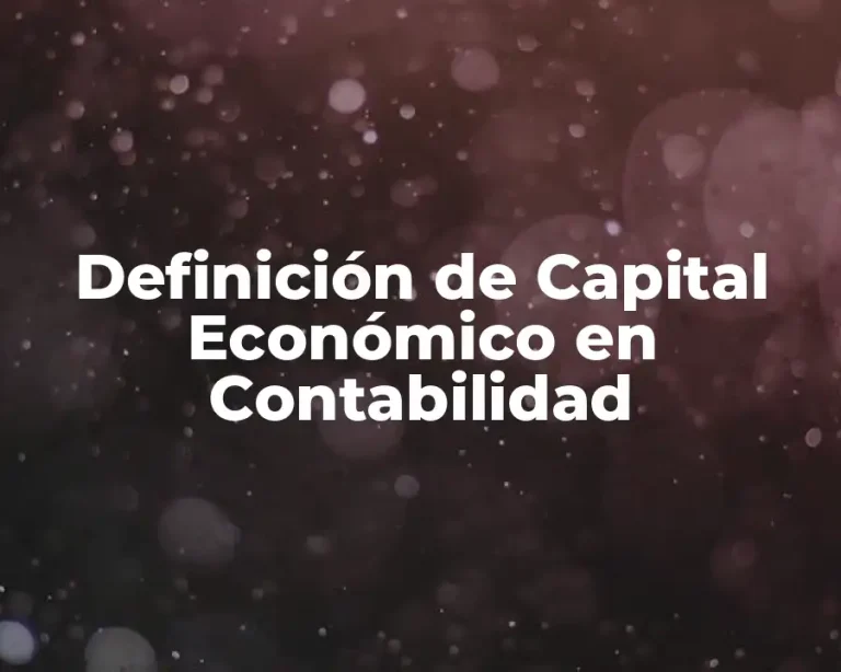 Definición de Capital Económico en Contabilidad