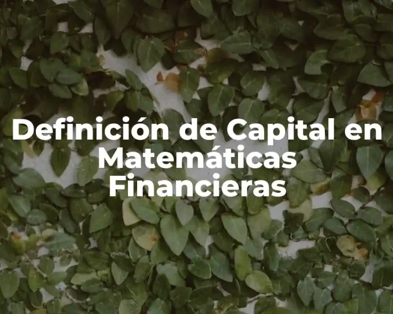 Definición de Capital en Matemáticas Financieras