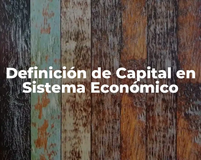 Definición de Capital en Sistema Económico