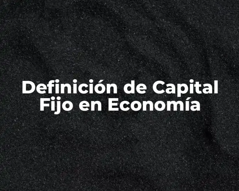 Definición de Capital Fijo en Economía