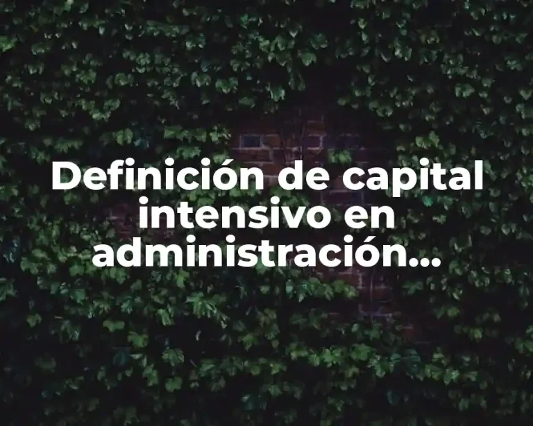 Definición de capital intensivo en administración financiera