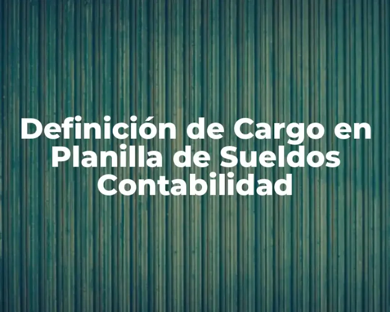 Definición de Cargo en Planilla de Sueldos Contabilidad