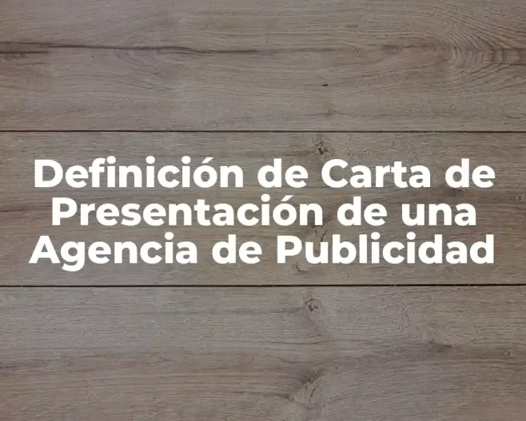 Definición de Carta de Presentación de una Agencia de Publicidad