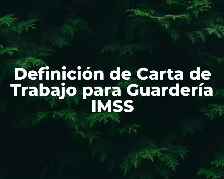 Definición de Carta de Trabajo para Guardería IMSS