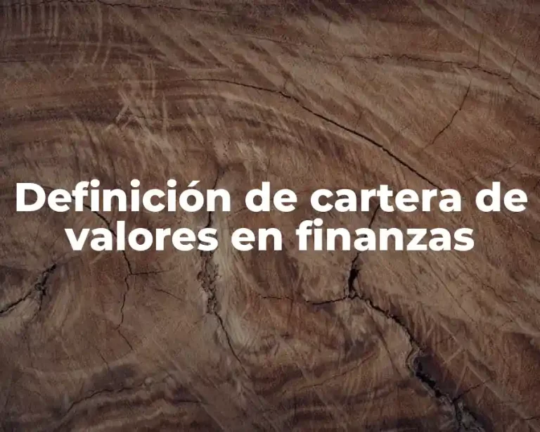 Definición de cartera de valores en finanzas