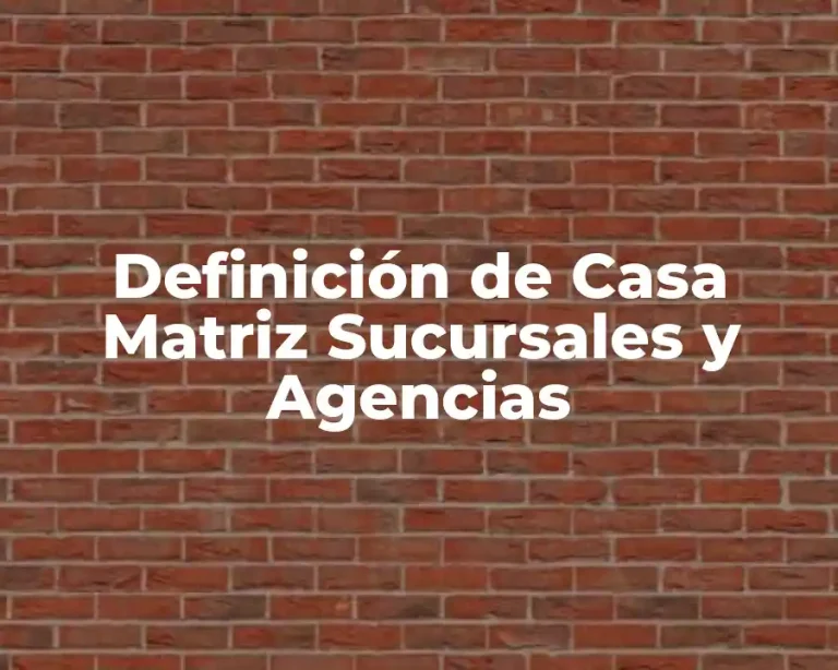 Definición de Casa Matriz Sucursales y Agencias
