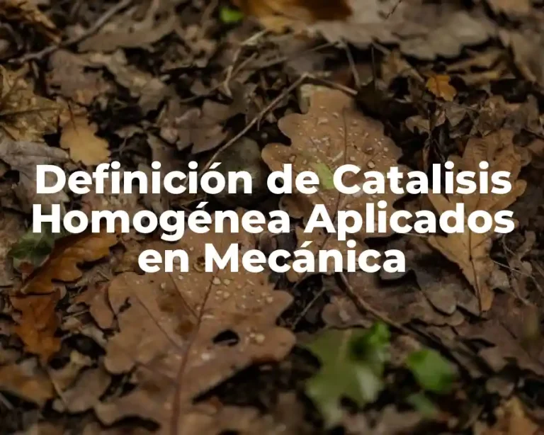 Definición de Catalisis Homogénea Aplicados en Mecánica