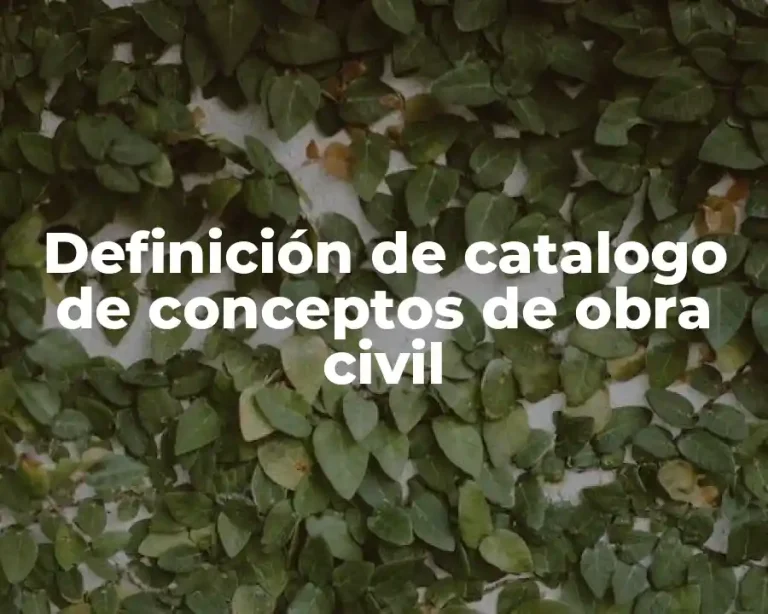 Definición de catalogo de conceptos de obra civil