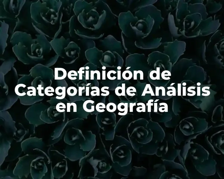 Definición de Categorías de Análisis en Geografía