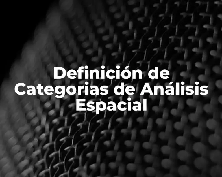 Definición de Categorias de Análisis Espacial