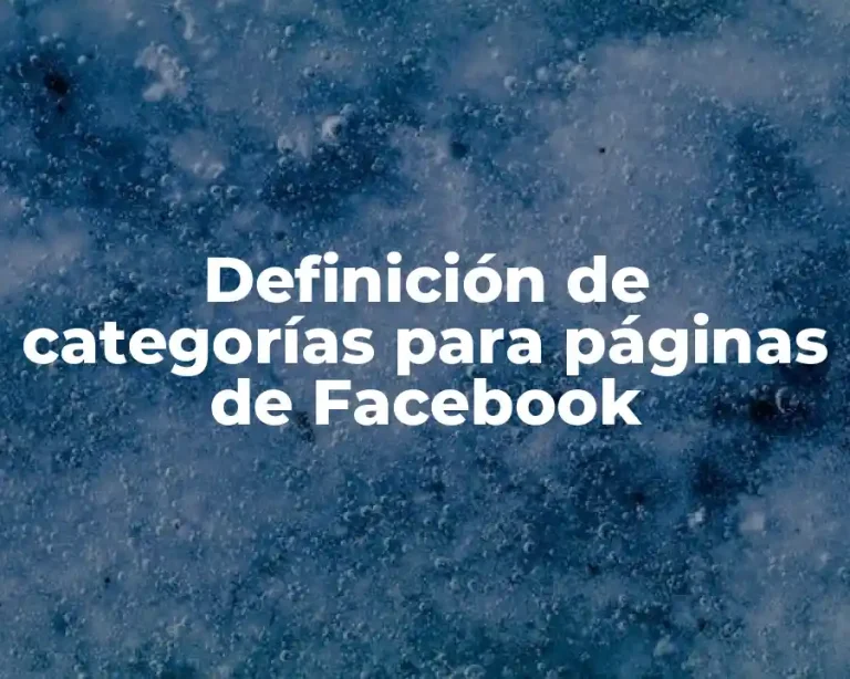 Definición de categorías para páginas de Facebook
