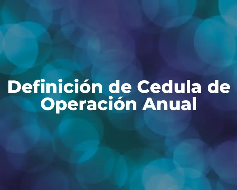 Definición de Cedula de Operación Anual