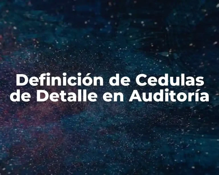 Definición de Cedulas de Detalle en Auditoría