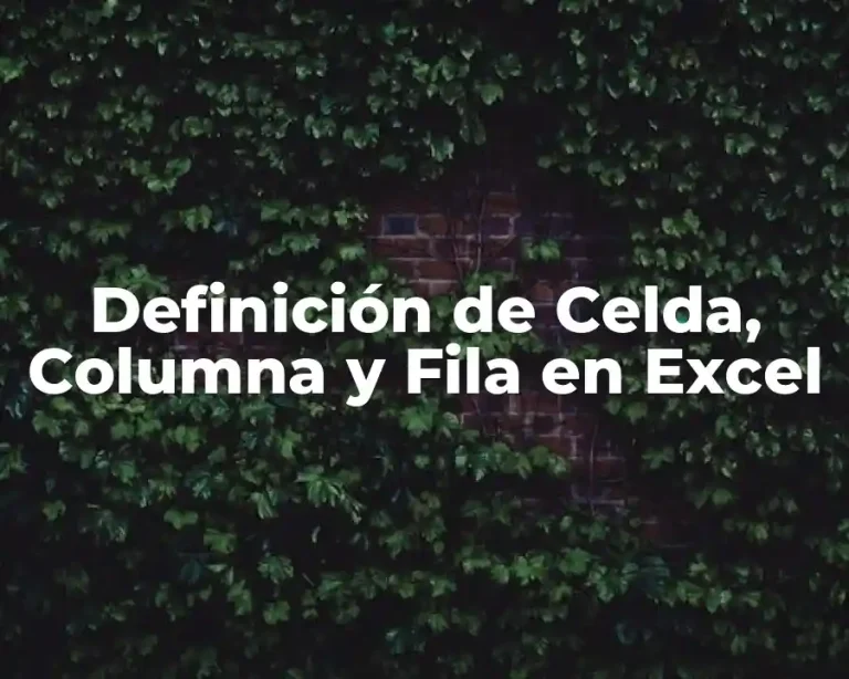 Definición de Celda, Columna y Fila en Excel