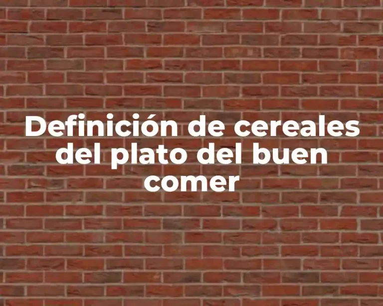 Definición de cereales del plato del buen comer