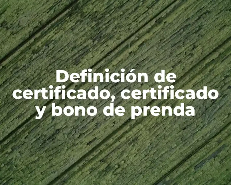 Definición de certificado, certificado y bono de prenda