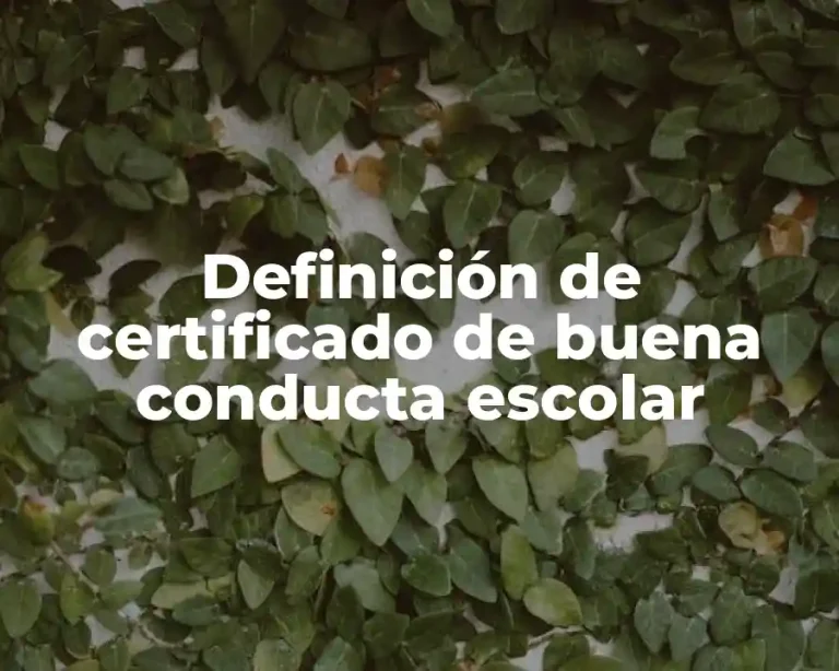 Definición de certificado de buena conducta escolar