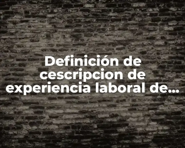 Definición de cescripcion de experiencia laboral de supervisores de taller