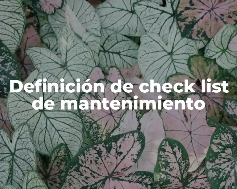 Definición de check list de mantenimiento