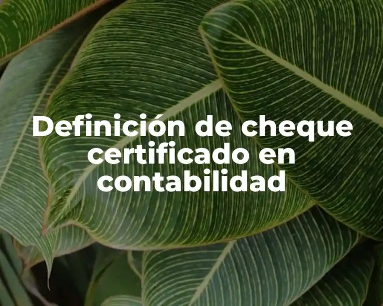 Definición de cheque certificado en contabilidad