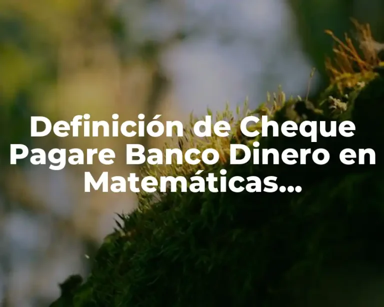 Definición de Cheque Pagare Banco Dinero en Matemáticas Financieras