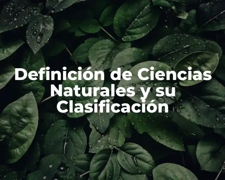 Definición de Ciencias Naturales y su Clasificación