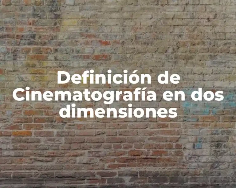 Definición de Cinematografía en dos dimensiones