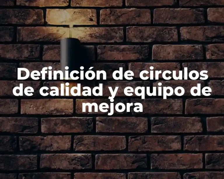 Definición de circulos de calidad y equipo de mejora