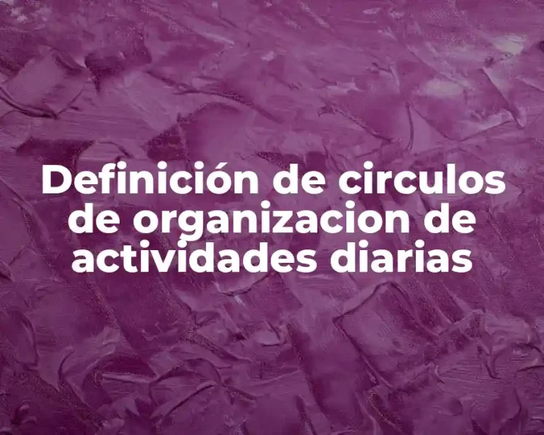 Definición de circulos de organizacion de actividades diarias