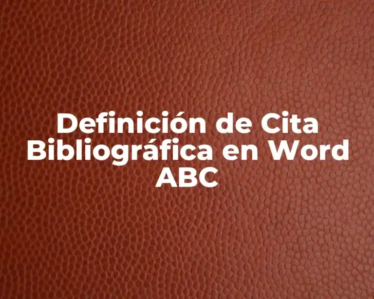Definición de Cita Bibliográfica en Word ABC