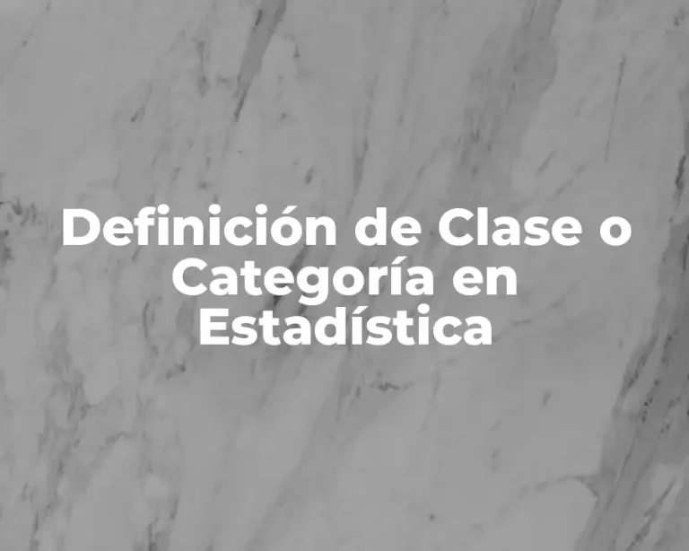 Definición de Clase o Categoría en Estadística