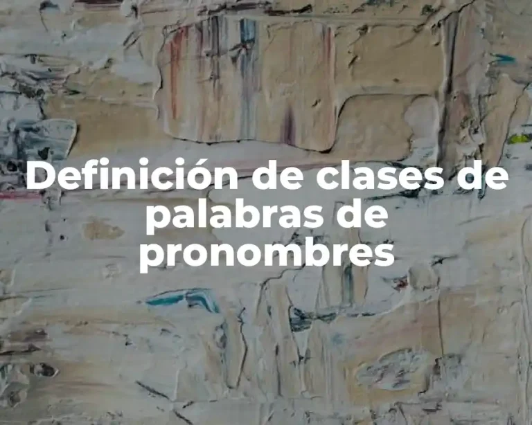 Definición de clases de palabras de pronombres