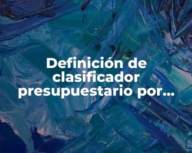 Definición de clasificador presupuestario por objeto de gasto