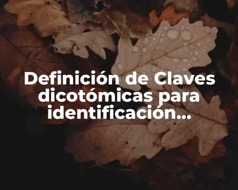 Definición de Claves dicotómicas para identificación taxonómicas