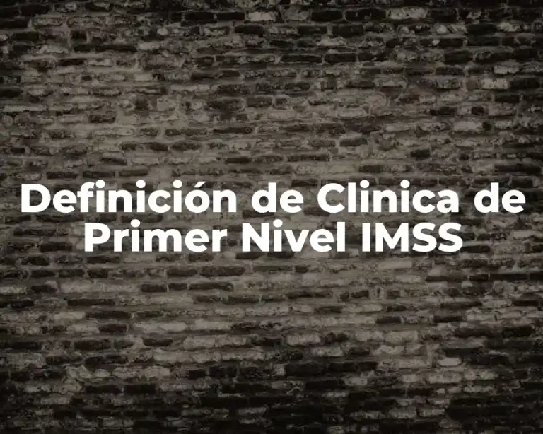 Definición de Clinica de Primer Nivel IMSS
