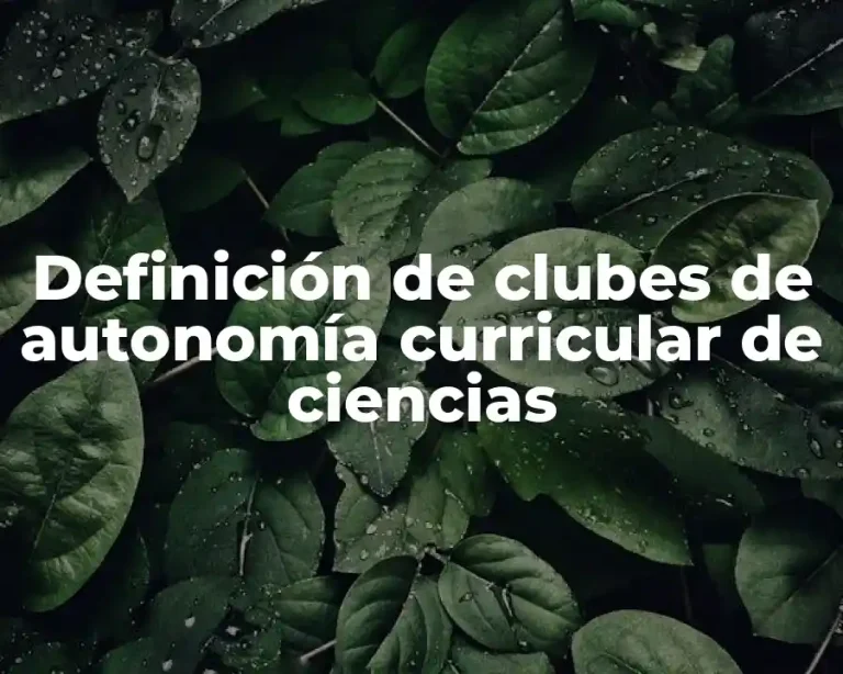 Definición de clubes de autonomía curricular de ciencias