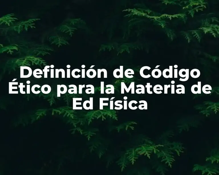 Definición de Código Ético para la Materia de Ed Física