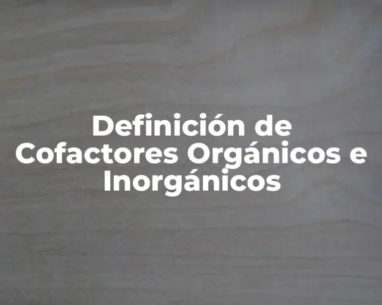 Definición de Cofactores Orgánicos e Inorgánicos