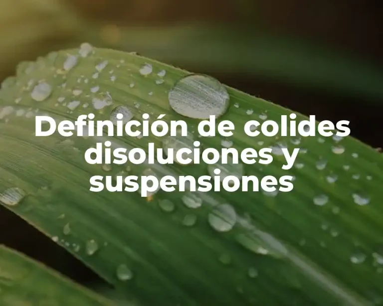 Definición de colides disoluciones y suspensiones